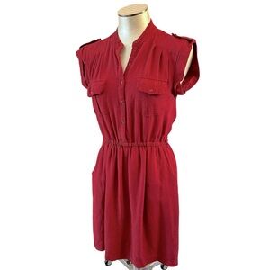 Gap Women’s Knee-Length Shirtdress red with black polka dots size Medium